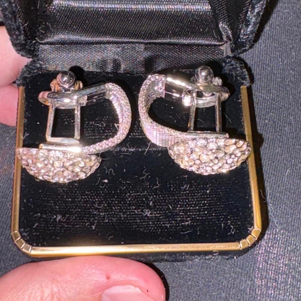 Silver & gold cufflinks with diamond-like stones #formal #luxury